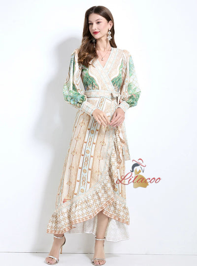 Palace Style Printed Ruffled Dress