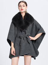 Wool Knitted Lace-up Cardigan Shawl Cloak