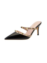 Pointed Metal Rivet Patent Leather Sandals