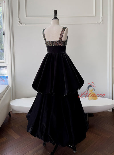 Black Sequins Sexy Evening Dress