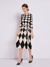 Diamond Print Short Sleeve Dress