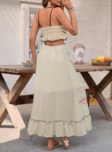 Leisure Seaside Holiday Bow Skirt Two-piece Suit