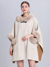 Hooded Loose Pocket Cloak Shawl Coat