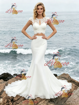 White Mermaid Two Piece Lace Wedding Dress