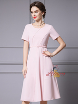 Pink Short Sleeve Mother Of The Bride Dress