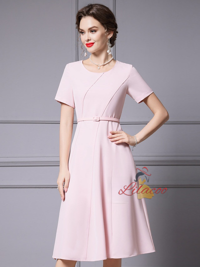 Pink Short Sleeve Mother Of The Bride Dress