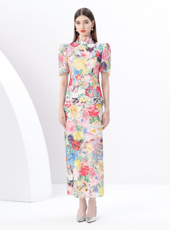 Two-piece Lace Short-sleeved Shirt Two Piece