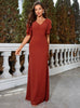 V-neck Chiffon Butterfly Sleeve Prom Dress