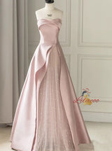 Black Satin Pink Tulle Prom Dress