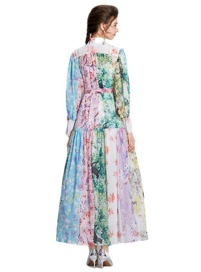 Long Sleeve Printed Shirt Long Dress