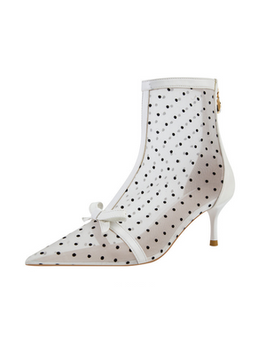 Perspective Polka Dot Mesh High Heels Boots