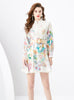 Palace Retro Single-breasted Printed Mini Dress