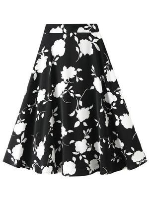 A-shaped Rose Floral Skirt