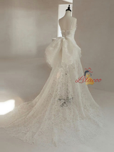 White Lace Straps Wedding Dress