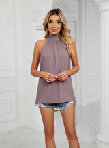 Solid Color Lace Knit Vest T-shirt