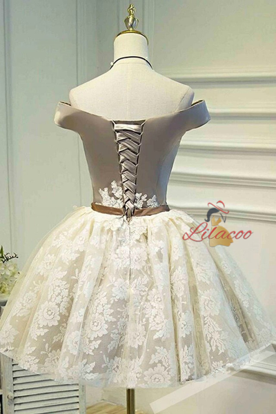 Off the Shoulder Lace Homecoming Dress