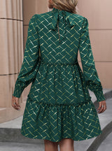 Diamond High Neck Long Sleeve Dress