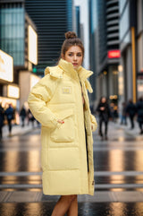 White Duck Down Long Over-the-knee Padded Down Jacket