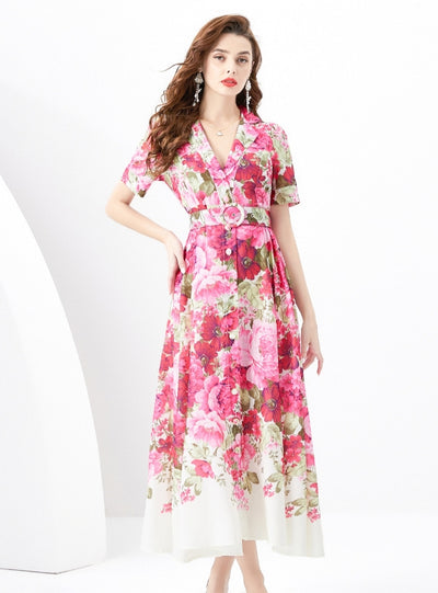 Double-breasted Slim Long Dress