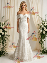 White Mermaid Lace Appliques Wedding Dress