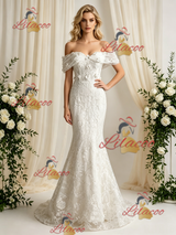 White Mermaid Lace Appliques Wedding Dress