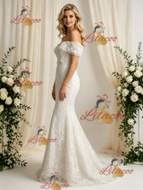 White Mermaid Lace Appliques Wedding Dress