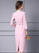 Pink V-neck Beading Flower Mother Of The Bride Dress