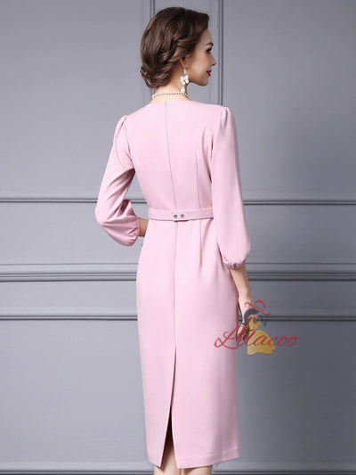Pink V-neck Beading Flower Mother Of The Bride Dress