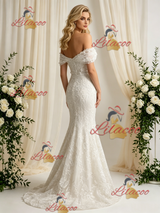 White Mermaid Lace Appliques Wedding Dress