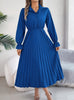 Casual Lapel Button Long Sleeve Pleated Dress