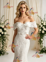 White Mermaid Lace Appliques Wedding Dress