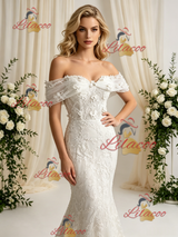 White Mermaid Lace Appliques Wedding Dress