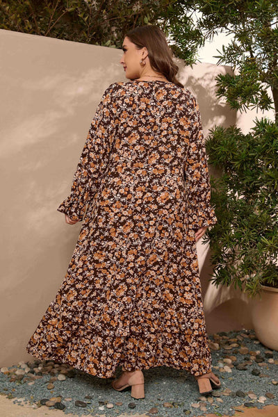 Large Size Printed Elastic Waist Printed Dress