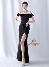 Off the Shoulder Split Prom Dress
