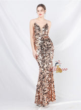 Mermaid Sequins Spaghetti Straps Prom Dress