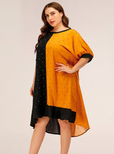 Loose Contrast Polka Dot Plus Size Dress