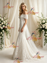 White Mermaid Lace Appliques Wedding Dress