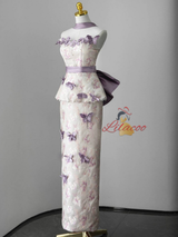 Purple Mermaid Butterfly Prom Dress