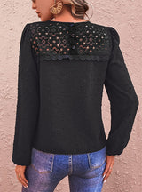 Black Spliced Long-sleeved Shirt