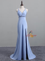 Burgundy Mermaid V-neck Beading Prom Dress