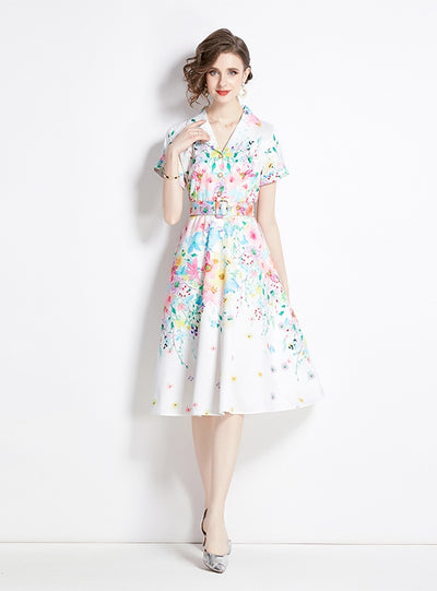 Retro Slim Big Swing Dress