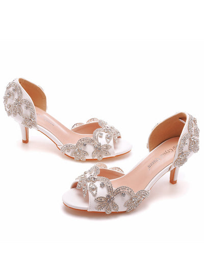 Fish-billed High-heeled Rhinestone Wedding Shoes