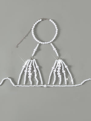 Metal Halter Pearl Sexy Bikini