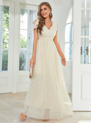 Apricot Lace V-neck Parom Dress