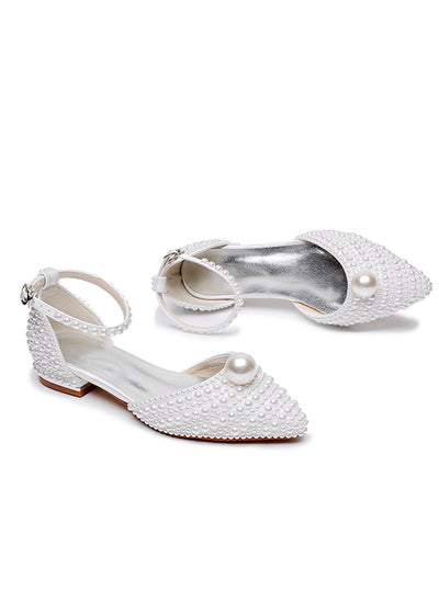 Leisure Pointy Pearl Buckle Bridal Shoes