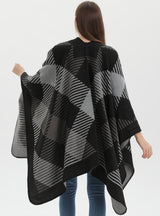 Geometric Square Split Warm Shawl Cloak
