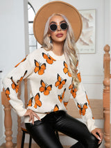 Loose Butterfly Jacquard Sweater