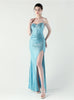 Mermaid Sequins Spaghetti Straps Pleats Beading Prom Dress