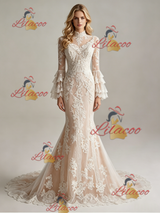 Long Sleeve Lace Mermaid Wedding Dress