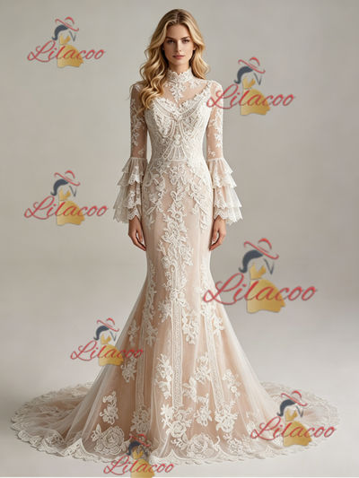 Long Sleeve Lace Mermaid Wedding Dress